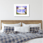 Stille zomer aan het strand canvas afdruk (Insitu (Slaapkamer))