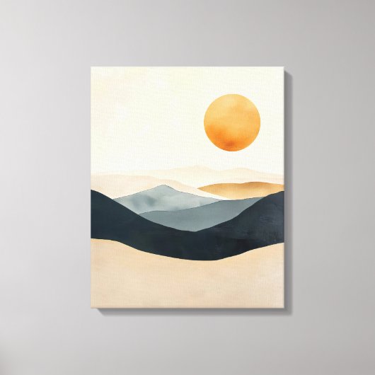 Stille Zon Over Gelaagde Horizonten Canvas Afdruk (Voorkant)