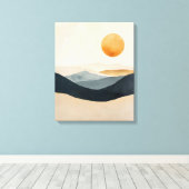 Stille Zon Over Gelaagde Horizonten Canvas Afdruk (Insitu (Houten vloer))
