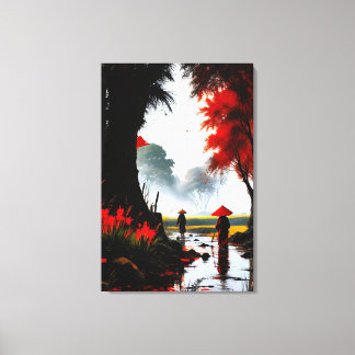 Stiller Durchgang: Herbstlicher Bach in Vietnam Canvas Afdruk