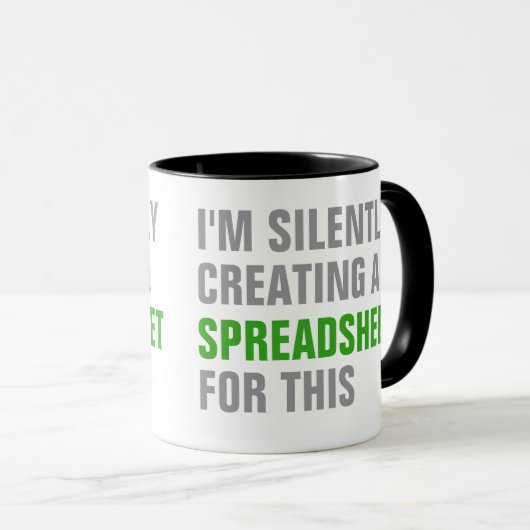 Stilletjes een spreadsheet voor dit maken mok (Voorkant rechts)