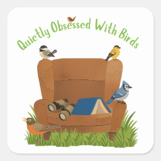 Stilletjes geobsedeerd door vogels vierkante sticker