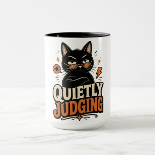 Stilletjes Oordelende Zwarte Kat – Grappige Sarcas Mok