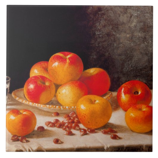 Stilleven, appels en kastanjes tegeltje (Voorkant)