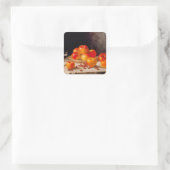 Stilleven, Appels en Kastanjes Vierkante Sticker (Tas)