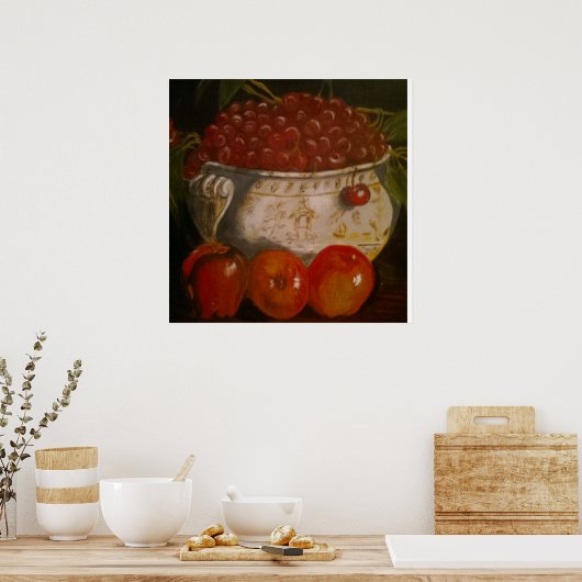 Stilleven Apple Cherry Fruit Bowl Poster (Keuken)