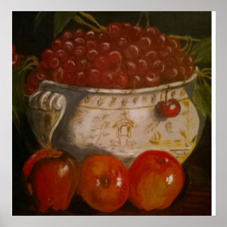 Stilleven Apple Cherry Fruit Bowl Poster