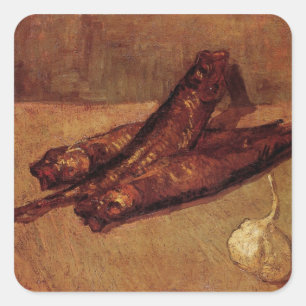 Stilleven Bloaters en Knoflook door Vincent van Go Vierkante Sticker