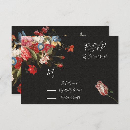 Stilleven Bloemen Bruiloft antwoordkaarten RSVP (Voorkant / Achterkant)