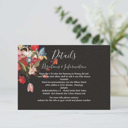 Stilleven Bloemen bruiloft Details en info kaart (Staand voorkant)