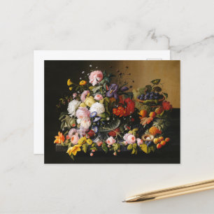 Stilleven bloemen en fruit van Severin Roesen Briefkaart