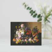 Stilleven bloemen en fruit van Severin Roesen Briefkaart (Staand voorkant)