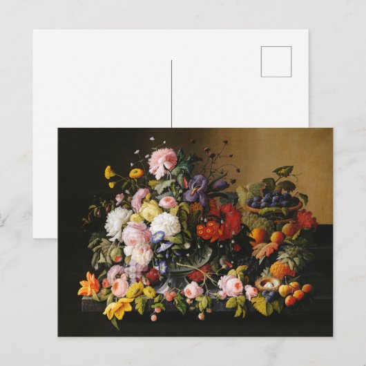 Stilleven bloemen en fruit van Severin Roesen Briefkaart (Voorkant / Achterkant)