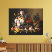 Stilleven: Bloemen en fruit van Severin Roesen Canvas Afdruk (Insitu (Woonkamer))