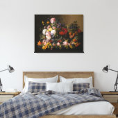 Stilleven: Bloemen en fruit van Severin Roesen Canvas Afdruk (Insitu (Slaapkamer))
