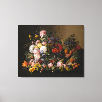 Stilleven: Bloemen en fruit van Severin Roesen