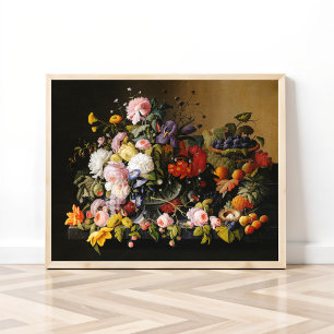 Stilleven bloemen en fruit van Severin Roesen Poster