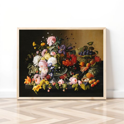 Stilleven bloemen en fruit van Severin Roesen Poster