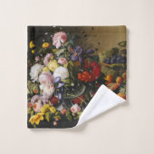 stilleven bloemen en vruchten bad handdoek (Wasdoekje)