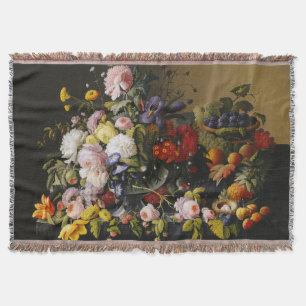 stilleven bloemen en vruchten deken