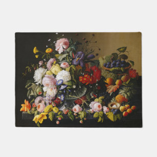 stilleven bloemen en vruchten deurmat