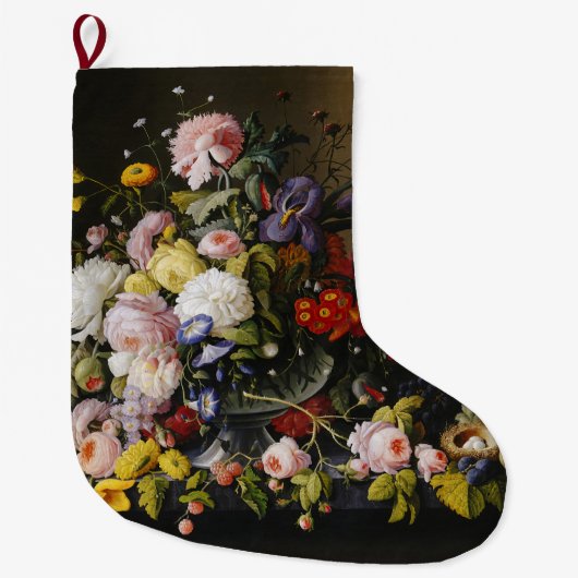  stilleven bloemen en vruchten grote kerstsok (Voorkant)