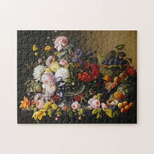  stilleven bloemen en vruchten legpuzzel (Horizontaal)