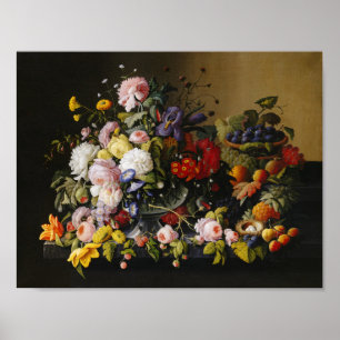  stilleven bloemen en vruchten poster
