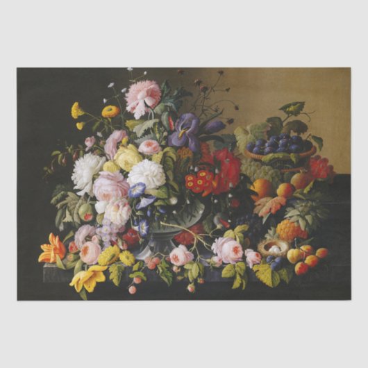  stilleven bloemen en vruchten tissuepapier (Voorkant)