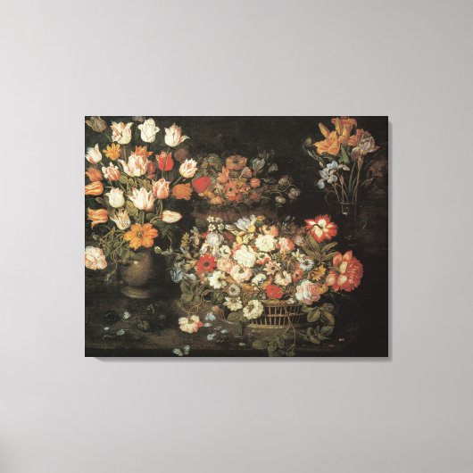 Stilleven bloemen, Floral Baroque Canvas Afdruk (Voorkant)