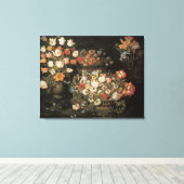 Stilleven bloemen, Floral Baroque Canvas Afdruk (Insitu (Houten vloer))