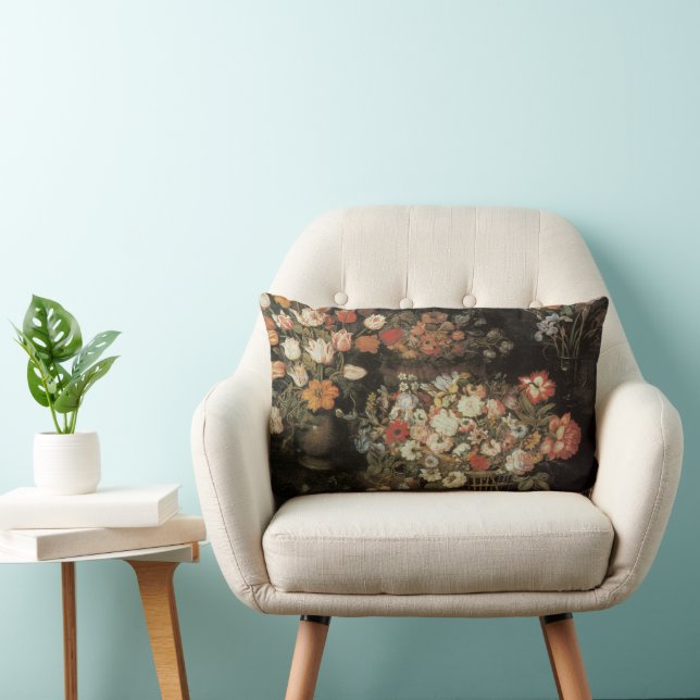 Stilleven bloemen,  Floral Baroque Kussen (Stoel)