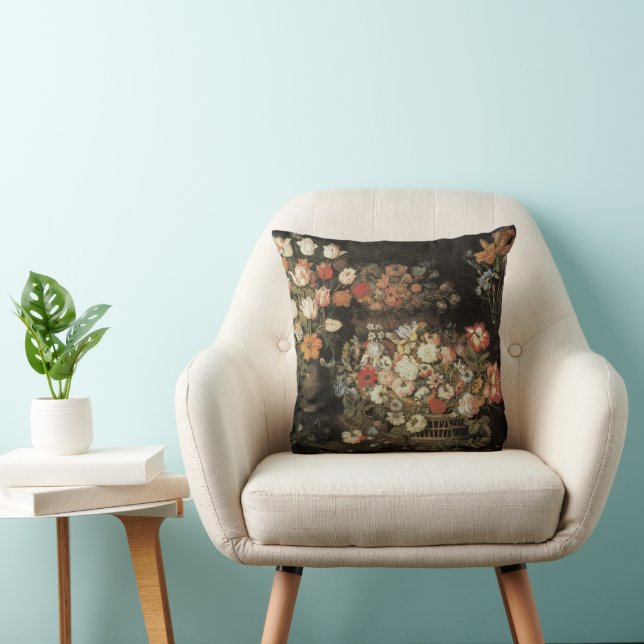 Stilleven bloemen,  Floral Baroque Kussen (Stoel)