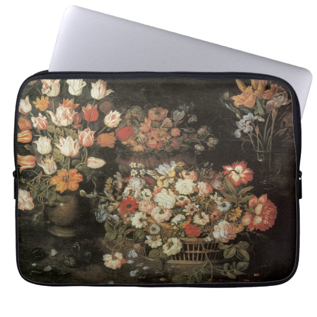 Stilleven bloemen,  Floral Baroque Laptop Sleeve (Voorkant)