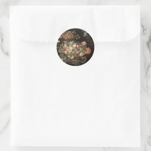 Stilleven bloemen, Floral Baroque Ronde Sticker (Tas)
