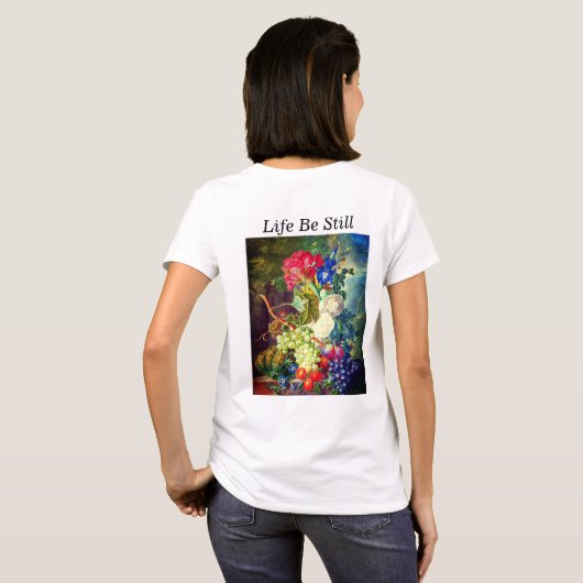 Stilleven Bloemen, Fruit Waterverf van Jan van Os T-shirt (Achterkant volledig)