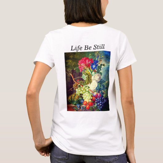 Stilleven Bloemen, Fruit Waterverf van Jan van Os T-shirt (Achterkant)