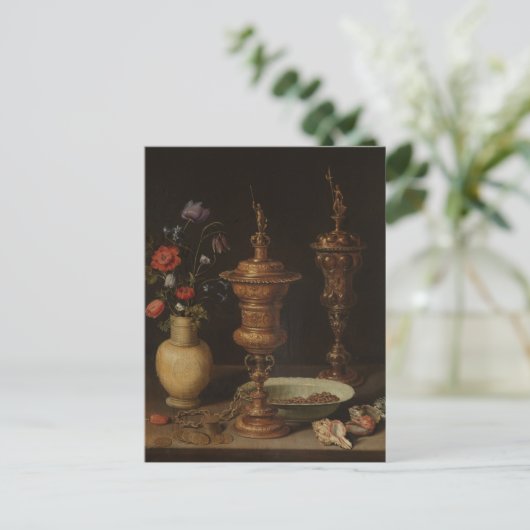 Stilleven bloemen, Gilt Goblet door Clara Peeters  Briefkaart (Staand voorkant)