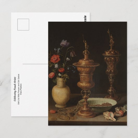 Stilleven bloemen, Gilt Goblet door Clara Peeters  Briefkaart (Voorkant / Achterkant)