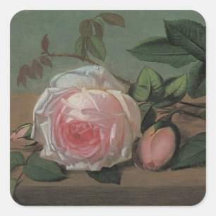 Stilleven Bloemen op een Richel door Otto Ottesen Vierkante Sticker