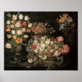 Stilleven Bloemen, Vintage Bloem Barok Poster (Voorkant)