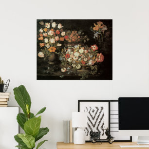 Stilleven Bloemen, Vintage Bloemstuk Barok Poster