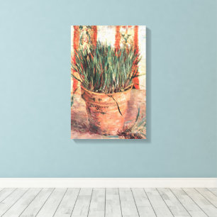 Stilleven Bloempot met Bieslook door Vincent van G Canvas Afdruk