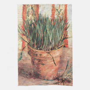 Stilleven Bloempot met Bieslook door Vincent van G Theedoek
