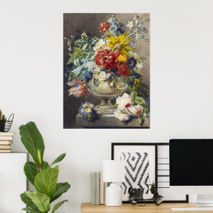 Stilleven boeket van bloemen in een vaas  poster