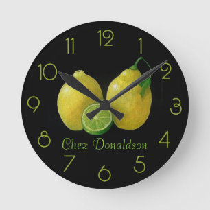 Stilleven citroenen Olie op Canvas Schilderij op m Ronde Klok