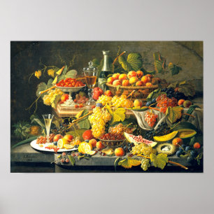 Stilleven: fruit 1855 van Severin Roesen - Poster