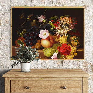 Stilleven  Fruit en Bloemen door Adelheid Dietrich Foto Afdruk