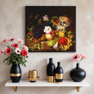 Stilleven  Fruit en Bloemen door Adelheid Dietrich Poster