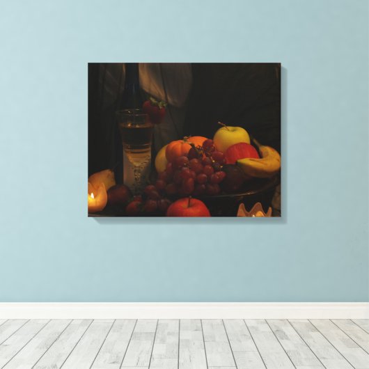 Stilleven / fruit en wijn canvas afdruk (Insitu (Houten vloer))